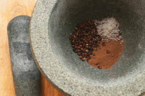 spices in mortar with pestle